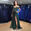 Simple Long Prom Dress Off Shoulder Front Split Robe De Soiree Forest Green Burgundy Special Occasion Party Gowns
