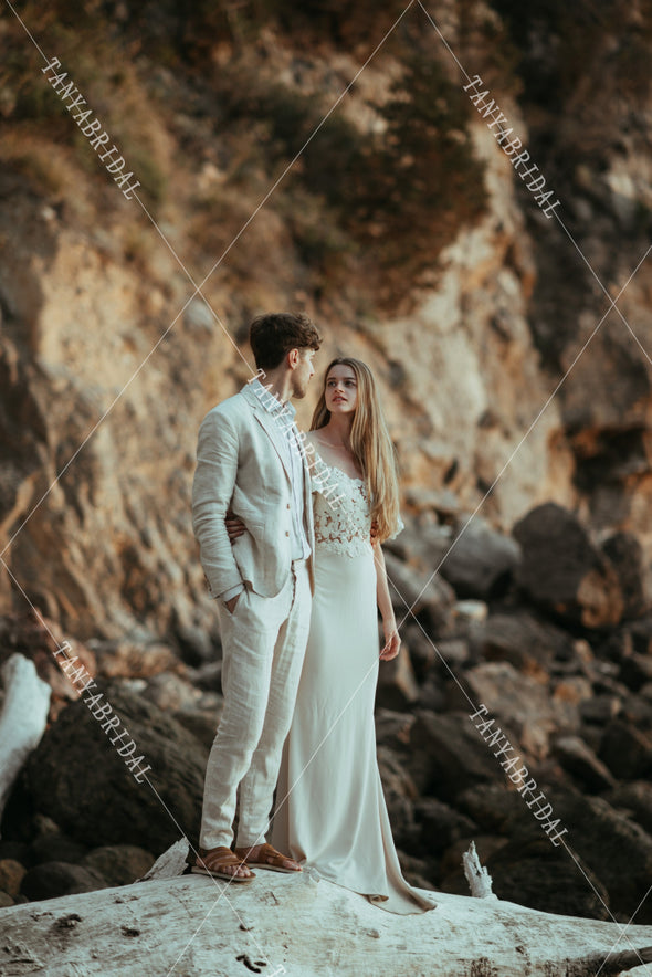 Simple Mermaid Wedding Dresses Soft Satin Elegant Brides Gowns With Shawl