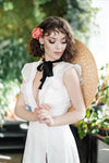Simple Soft Satin Wedding Dresses Deep V-Neck High Split Bridal Gowns