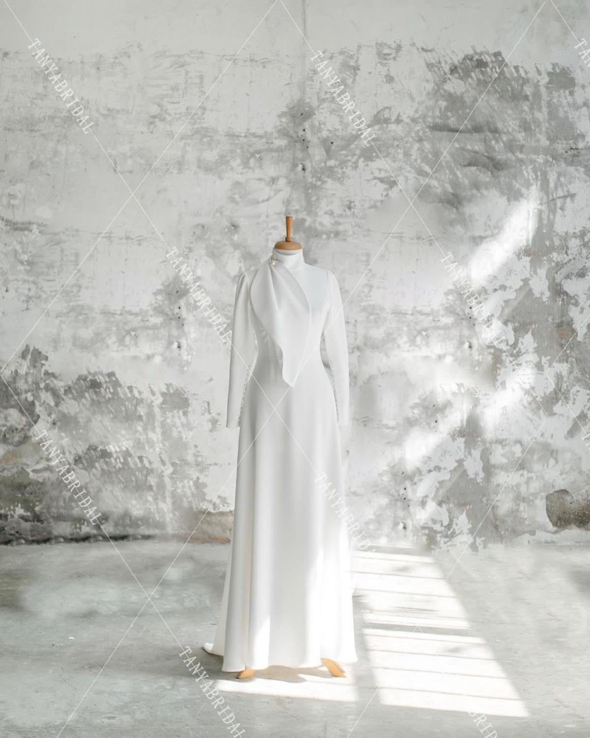 Long Sleeve Muslim Bridal Gowns High Neck Gelinink Fall Winter Vestido – TANYA BRIDAL Long Sleeve Muslim Bridal Gowns High Neck Gelinink Fall Winter Vestido – TANYA BRIDAL
