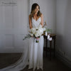 Simple Soft satin Wedding Dresses Spaghetti Swing Bridal Gowns Floor Length Sexy Beach boho Noivas DW339