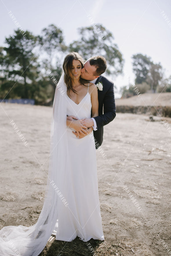 Simple Soft satin Wedding Dresses Spaghetti Swing Bridal Gowns Floor Length Sexy Beach boho Noivas DW339