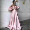 Pink Sweetheart Neck caftan Evening Dresses Flowers Full Sleeve