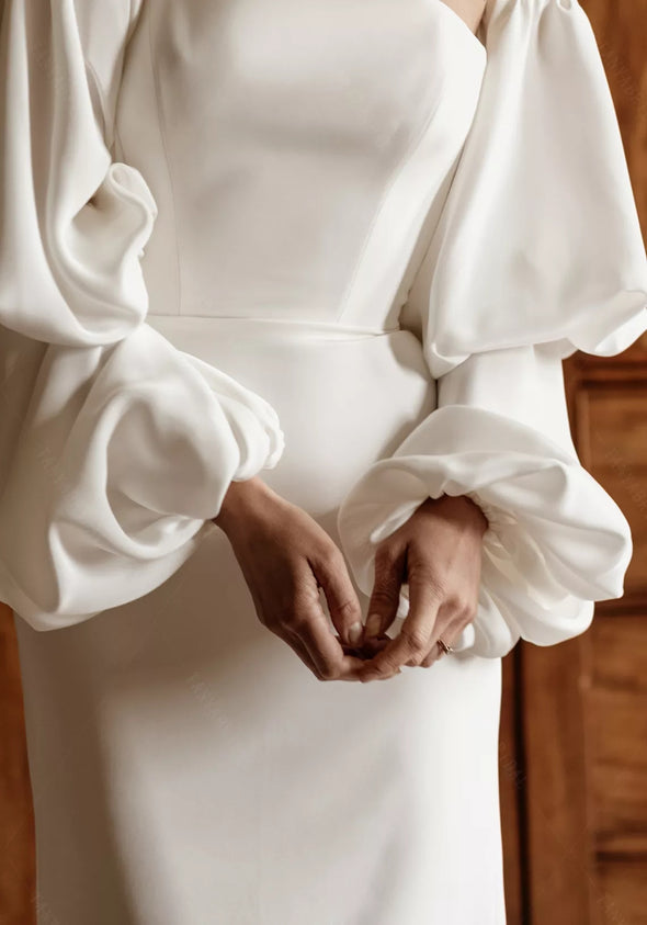 Soft Satin Charming Long Detachable Wedding Sleeves DG096