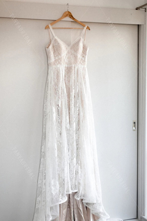 Spaghetti Lace Wedding Dresses A Line Boho Brial Gowns ZW492