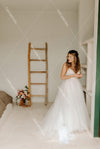 Spaghetti Tulle Wedding Dresses V-Neck Floor Length A Line Bridal Gowns Backless Robe de soriee Boho DW366