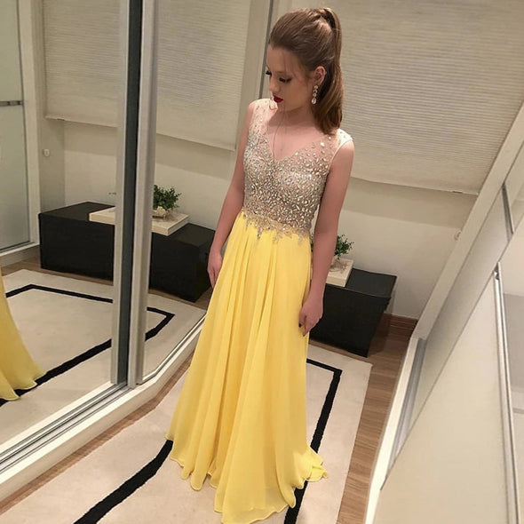 see thru yellow dress See-through Long Prom Dress Party Gowns – TANYA BRIDAL
