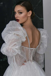 Sparkly Bling Bling Tulle Puff Full Wedding Detachable Sleeves DG043