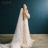Sparkly Star Sequines Wedding Dresses Light Champagne Long sleeve Bohemian Bridal Gowns