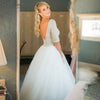 Sparkly Tulle Wedding Dresses Half Sleeve Bling Bling Country Bridal Gowns Many Layers Elegant Noivas DW139
