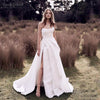 Strapless Satin Wedding Dresses Side Split A Line Bridal Gowns DW529