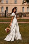 Stunning Maxi Wedding Dress Puff Sleeves Bridal Gowns