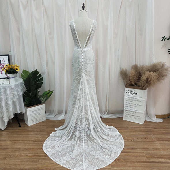 Sun-kissed Romantic Lace Wedding Dresses Vestido de Noivas DW468