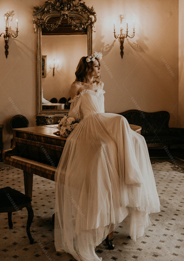 Wedding Dresses Lantern Sleeve Romantic Vestido De Noivas ZW466