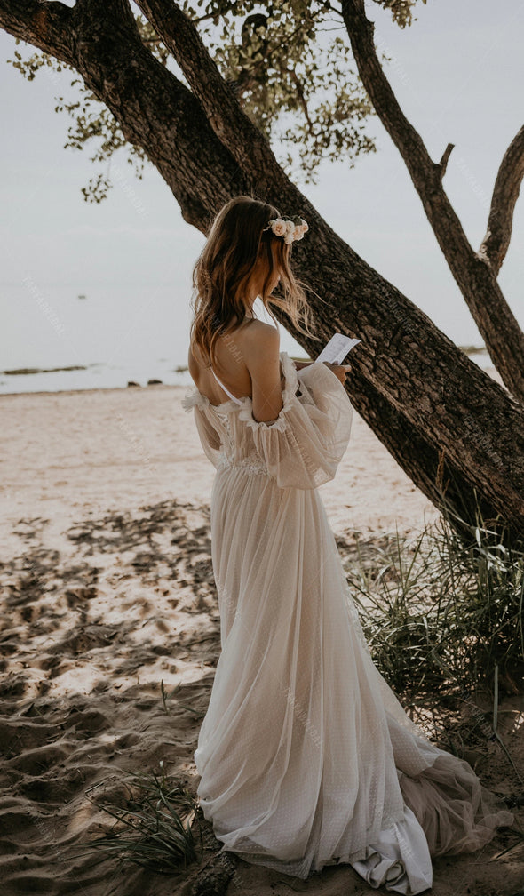 Wedding Dresses Lantern Sleeve Romantic Vestido De Noivas ZW466