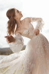 Leaf Lace Wedding Dresses Lantern Sleeve Boho Charming Engagement Noivas DW542