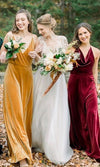 Velvet Elegant Long Bridesmaid Dresses TB1463
