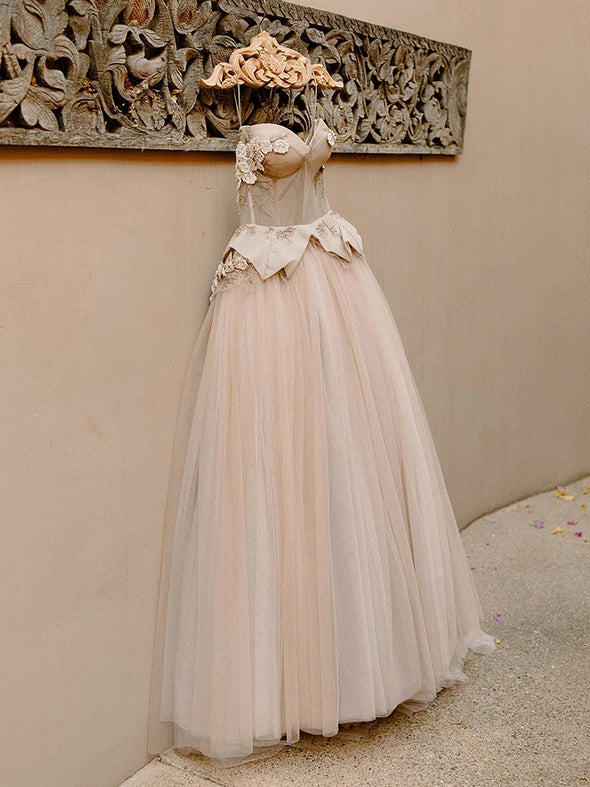 Blush Champagne Princess Wedding Dresses Vestido De noivas ZW456