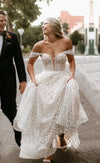 Flower Lace Emboridery Wedding Dresses Off-The-Shoulder ZW454