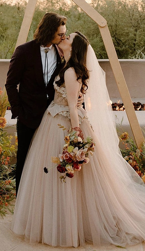 Blush Champagne Princess Wedding Dresses Vestido De noivas ZW456