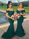 Sequin Mermaid Bridesmaid Dresses Off Shoulder Wedding Guest Dress TB1380