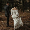 A Line Satin Off The Shoulder Spring Summer Wedding Dress TB1378