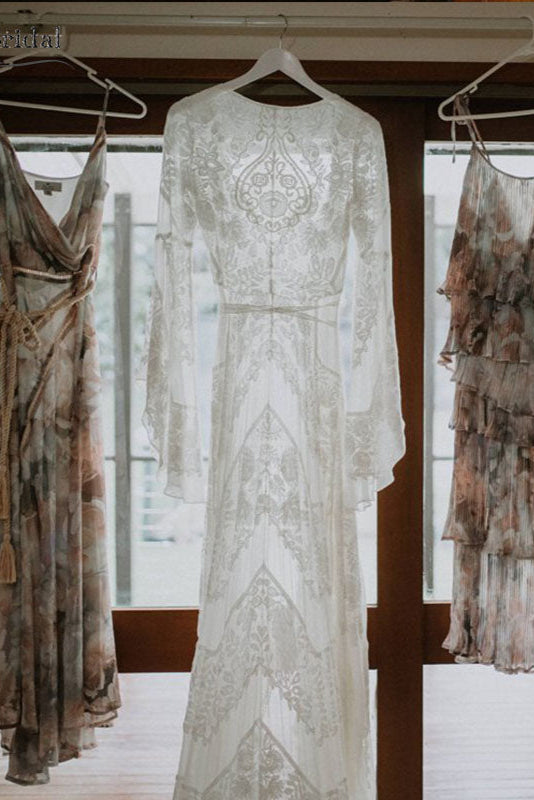 Timeless Wrap Wedding Dresses Dramatic Sleeve
