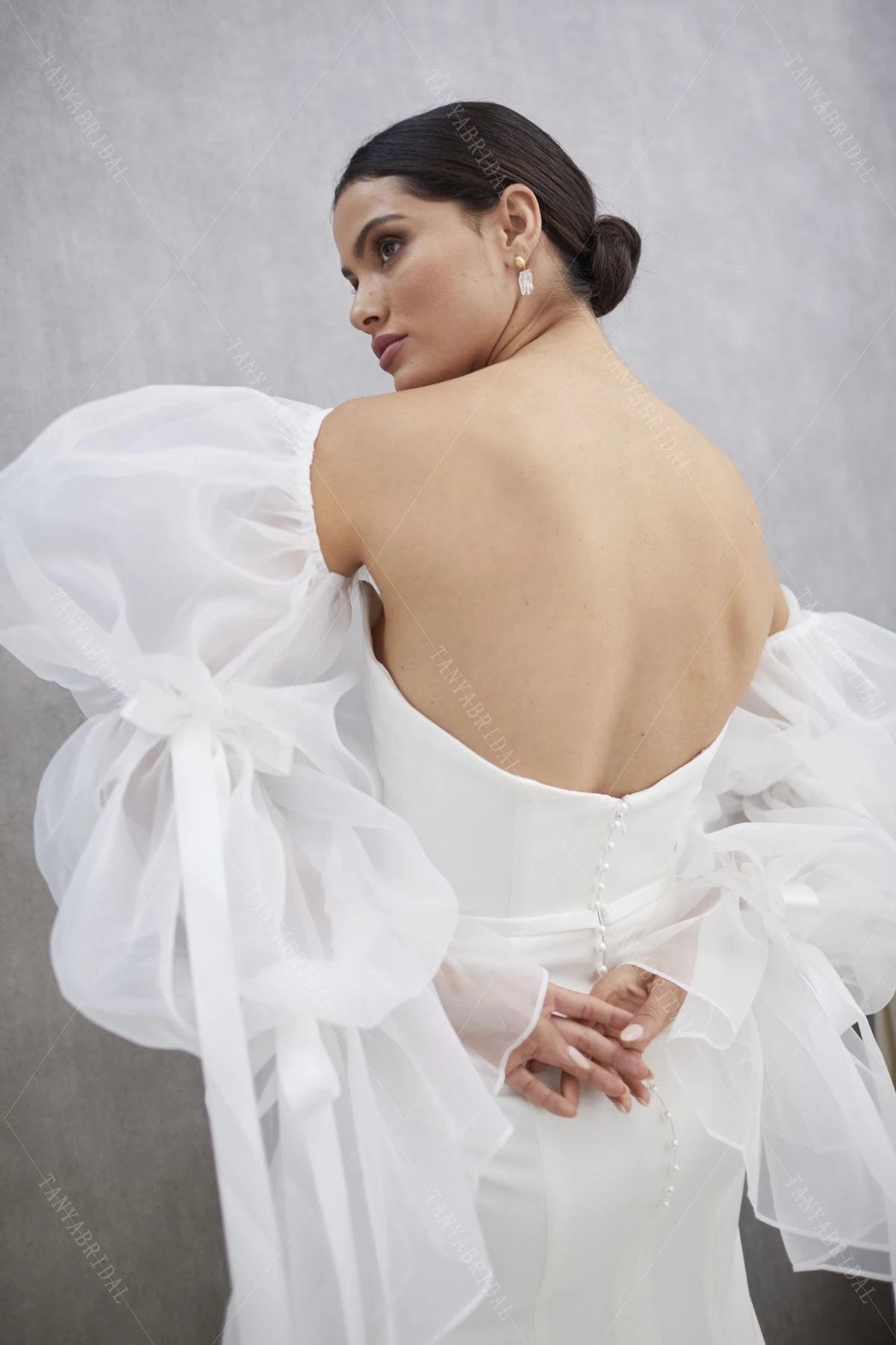 Translucent Organza Detachable Puff Sleeve Wedding Accessories DG010 TANYA BRIDAL Translucent Organza Detachable Puff Sleeve Wedding Accessories DG010 TANYA BRIDAL