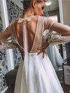 Transparent Polka Dots Tulle Wedding Gowns Long Sleeves