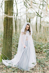 Two Layers Tulle wedding Cloak with Hood Simple Fairy Boho Wedding Cape 2m length DJ098