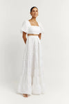 Simple Two Pieces A Line Wedding Dresses Short Puff Sleeve ZW765