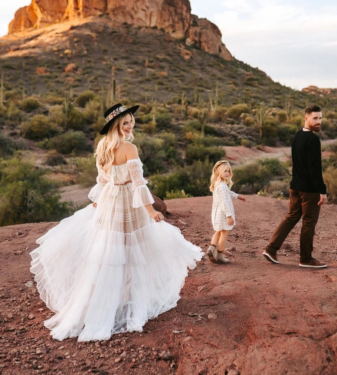 Two Pieces Boho Wedding Dresses Dot tulle Noivas Chic Unique Bridal Gowns DW630 - Two Pieces Boho Wedding Dresses Dot tulle Noivas Chic Unique Bridal Gowns DW630 -