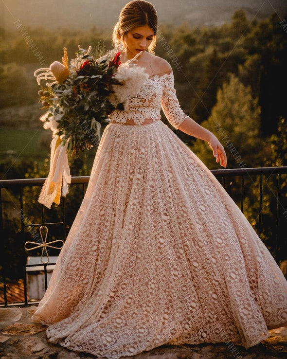 Two Pieces Lace Wedding Dresses Noivas chic ZW493