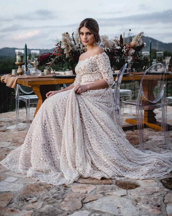 Two Pieces Lace Wedding Dresses Noivas chic ZW493