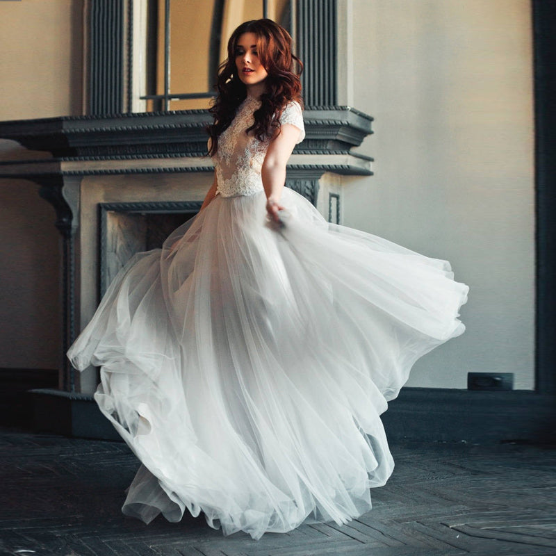 Two Pieces Wedding Dress High Neck Robe De Marie 2 PCs TANYA BRIDAL Two Pieces Wedding Dress High Neck Robe De Marie 2 PCs TANYA BRIDAL