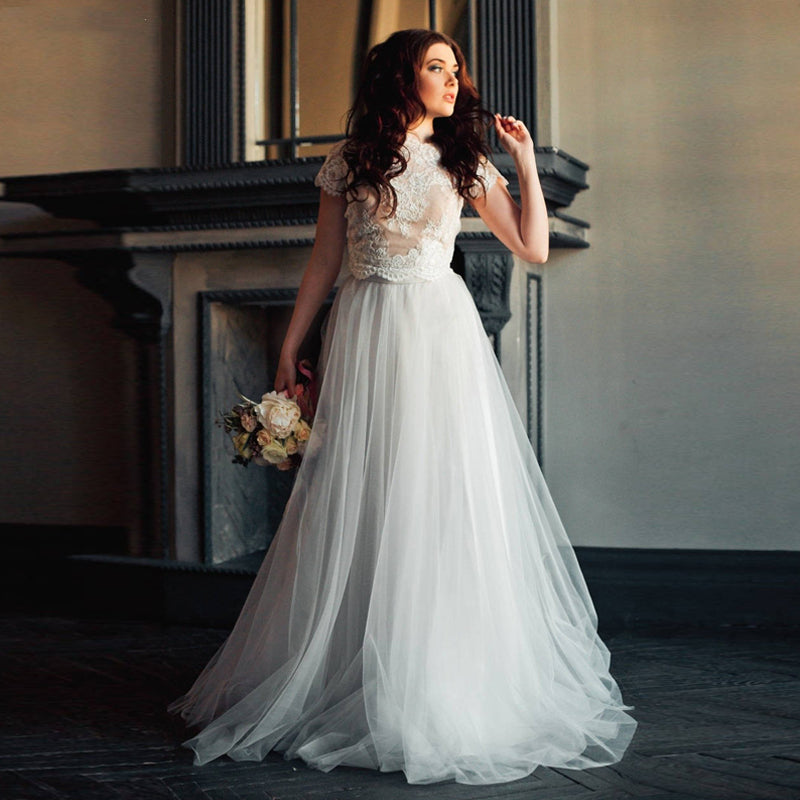 Two Pieces Wedding Dress High Neck Robe De Marie 2 PCs TANYA BRIDAL Two Pieces Wedding Dress High Neck Robe De Marie 2 PCs TANYA BRIDAL