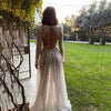 Gorgeous Silver V-Neck Long Sleeves Sequined Prom Dress