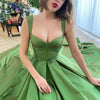 New Arrival Green Satin Bustier A-Line Prom Dress