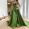 New Arrival Green Satin Bustier A-Line Prom Dress