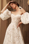 Off-Shoulder Puff Sleeves Princess Wedding Dresses DW632