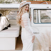 Unique Lace Bohemian Wedding Dresses Lace Up V-Neck Bridal Gowns DW485