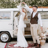 Unique Lace Bohemian Wedding Dresses Lace Up V-Neck Bridal Gowns DW485