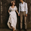 Unique Lace Boho Wedding Dress Shoer Sleeve Robe de Soriee Chic ZW477