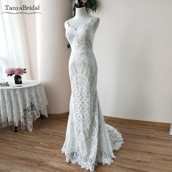 Mermaid Bohemian Wedding Dresses With Detachable Sleeve DW440