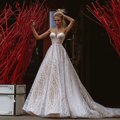 Unique Lace Wedding Dresses Champagne Lining Vestido De Noivas ZW501