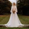 Leaf Lace Wedding Dresses Flare Sleeve Noivas Chic DW576