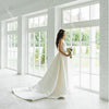 V-Neck A Line Wedding Dresses High Split Simple Satin Bridal Gowns Elegant Vestido de noivas DW324