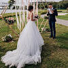 V-Neck Lace Beaded Wedding Dresses Dreamy Tulle Skirt Bridal Gowns Robe De Soriee DW225