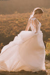 V-Neck Lace Wedding Dresses Sheer Back A Line Bridal Dresses DW217