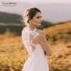 V-Neck Lace Wedding Dresses Sheer Back A Line Bridal Dresses Vestido De Noivas Custom DW217